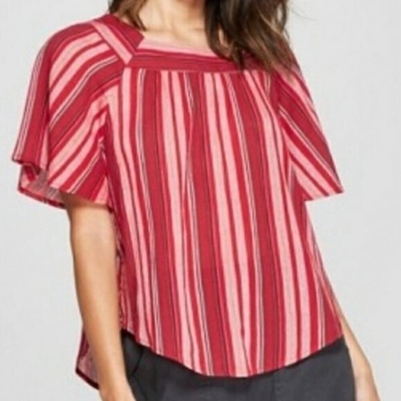 Universal THREAD Pink and Red Striped Top NWOT - Picture 2 of 6